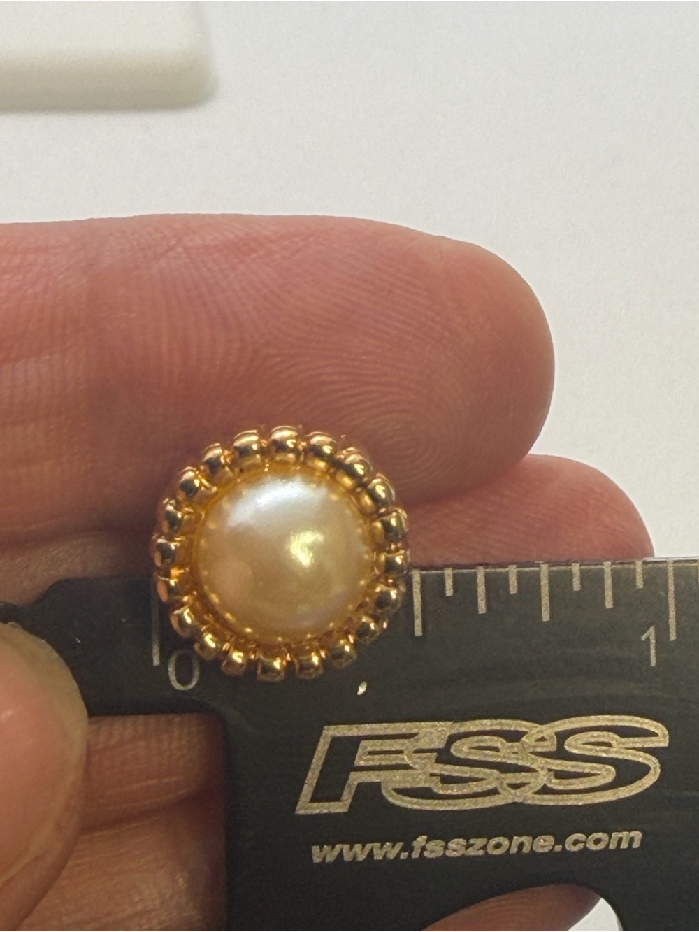 Gold-Tone Faux Pearl Button Earrings
